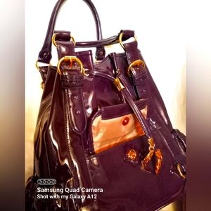 IMAN shoulder purse/bag royal purple PU leather..large